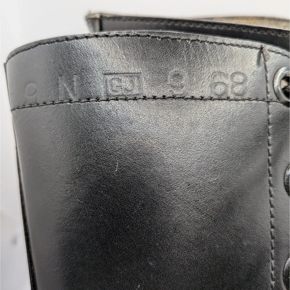Genesco Mens 9N Black Leather Combat Vintage 1968 Military Work Boots Goth Punk